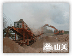 云南時產(chǎn)150噸輪胎移動式建筑垃圾處理生產(chǎn)線